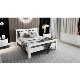 Resim Ninnimo Still Yatak Uyumlu Çift Kişilik Mdf Beyaz Karyola 160x200 