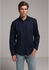 Resim Colin's Colins Regular Fit Shirt Neck Düz Erkek Lacivert Uzun Kol Gömlek Cl1080088 Q1.v2 Nav 