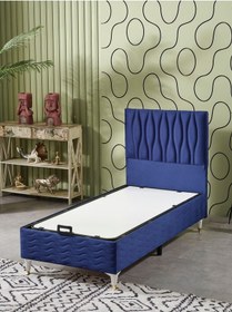 Resim Beehanem Bengü 90x190 Tek Kişilik Baza+başlık 2 Li Set Babyface Lacivert 