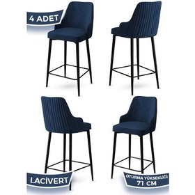 Resim Canisa Enox Serisi, 4 Adet Lacivert Sandalye Mutfak Bar Sandalyesi, Babyface Kumaş, Siyah Metal Ayak Sandalye Lacivert Ayaklar Siyah 