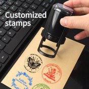 Resim Kişiselleştirilmiş Logo Damga - Özel İmza Mühürü, 3.0 cm Yuvarlak Kendinden Mürekkepli Damga, Ofis, Okul, Kütüphane ve İş Hediyeleri için Dayanıklı Plastik, Kart Yapımı İçin Damgalar 