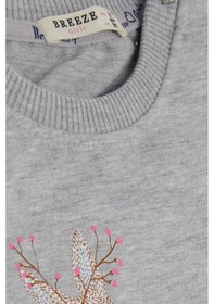 Resim Breeze Kız Çocuk Sweatshirt Sevimli Ceylan Baskılı 1.5-5 Yaş, Gri Melanj-gri Melanj Gri Melanj 