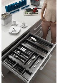 Resim Mutfak Çekmece Içi Düzenleyici, Kaşıklık 64cm X 48cm Yanlar Ve Boydan 4cm Kesilebilir, Antrasit Antrasit 