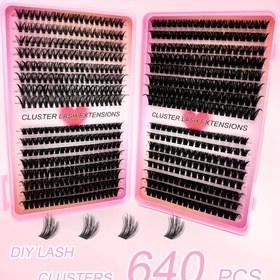 Resim 640 Adet Taklit Vizon Kirpik Uzatma, Doğal Görünümlü Kabarık Tekli Kirpikler - Evde Kullanım İçin Yeniden Kullanılabilir ve Hafif DIY Kirpik Uzantıları 