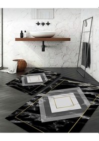 Resim Siyah Kaymaz Taban Tasarım Banyo Paspas Bb-128 çok renkli 
