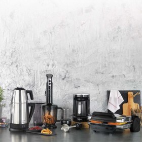 Resim Schafer Kea Elektro Mega 4'lü Elektrikli Çeyiz Seti – Inox Çelik Siyah Kahve Makinesi, Blender, Tost Makinesi, Çaycı 