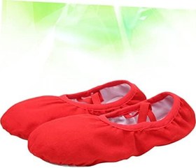 Resim 3 Çift Tuval Dans Ayakkabıları Bölünmüş Taban Bale Ayakkabıları Seyahat Bale Kız Çocuklar Deri Dans Sert 