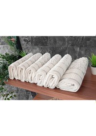 Resim Çınar Jakarlı 6 Lı Kadife Pamuklu El Ve Yüz Havlu Seti 50x90 Cm - 04557 - Gümüş Gümüş 