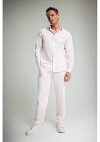 Resim DeFacto Regular Fit Polo Yaka Keten Yazlık Uzun Kollu Gömlek E1729AX25SPPN185 