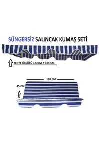 Resim Süngersiz Salıncak Minder Seti Tenteli Bahçe Minderi 2 Kişilik Süngersiz Mavi-beyaz 130x45 Mavi - Beyaz 