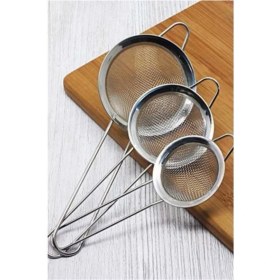 Resim Paslanmaz Çelik 3'lü Çay Süzgeç Bitki Çayı Süzeceği 3 Parça Süzecek Seti (Ölçüler: 8 Cm, 7cm, 6 Cm) 