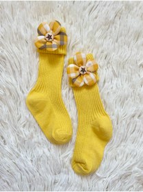 Resim 93 Store Kız Bebekler/çocuklar Için Çiçekli Sarı Derby Çorap 