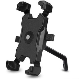 Resim Teltree Motor/git Bisikleti Telefon Tutucu, 360 Döner, Sarsıntı Emici, Pla-02 Ayna Tabanlı Siyah Siyah 