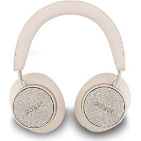 Resim Guess Lisanslı Pu Metal Klasik Yazı Logolu Kulak Üstü Bluetooth Kulaklık Pembe 