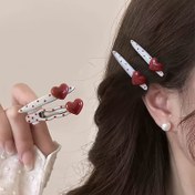 Resim 2 tatlı ve sevimli kırmızı kalp şeklinde puantiyeli saç tokası, retro tarzıyla kadınlar için mükemmel perçem ve yan baş aksesuarları 