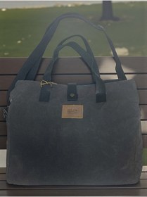 Resim Vintage Salaş Design Su Geçirmez Kanvas Deri Üç Gözlü Günlük Okul Gezi Omuz Kol Çantası 37x31cm Siyah 