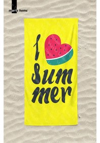 Resim Marte Home I Love Summer Baskılı Renkli Plaj Havlusu Sarı 