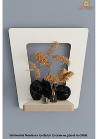 Resim Ahşap Dekoratif Duvar Rafı Mtsv-986 Beyaz 