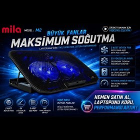 Resim Classone Mila Serisi - M2 - 13-17 inch - Mavi Led,2 Fan,2 USB Gaming Notebook Soğutucu Standı 