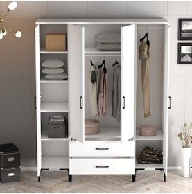 Resim Variant Kumsal 4 Kapılı Ptp Gardrop - Beyaz / Beyaz 
