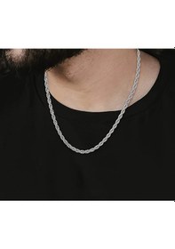 Resim Çelik Kolye İnce Burgu Zincir Model 5 Mm Kalınlık 55 Cm Uzunluk Gümüş Silver Gümüş 