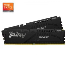 Resim Kingston DDR5 16GB(2x8GB) 5200MHz CL36 Fury Beast Black Ram Bellek (KF552C36BBEK2/16) 