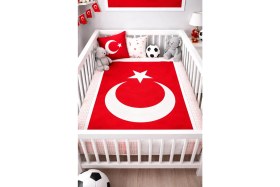 Resim Osmanlı Triko Türkiye Bebek Battaniyesi-Ay Yıldız Battaniye-Kırmızı Beyaz Battaniye- 
