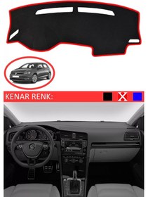 Resim Torpido Koruma Halısı Siyah Kenar Renk Kırmızı Volkswagen Golf 7 2013-2019 İle Uyumlu 