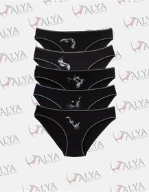 Resim Alya Underwear Kadın Külot, Renkli Pamuklu Slip Külotlar Bikini Kesim 5'li Paket Çok Renkli Multicolor-p13 