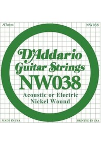 Resim D'addario Nw038 Nickel Wound Elektro Ve Akustik Gitar Tek Teli - 