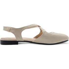 Resim Fable Bej Kadın Çapraz Tasarımlı Ve Pencere Detaylı Arkası Açık Babet Ayakkabı Bej 