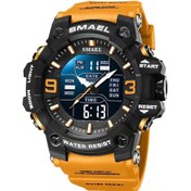 Resim Monyee Smael Erkek Spor Saati, 5atm Su Geçirmez, Stopwatch, Led Işık, Analog-dijital Çift Zaman, Büyük Dial 59mm Turuncu 8049 Çok Renkli 