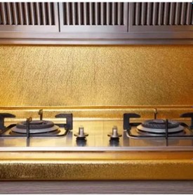 Resim Yapışkanlı Gold Mutfak Tezgah Folyosu Çok Renkli 