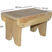 Resim Birinci Sınıf Çıralı Çam Ahşap Tabure / UGY 39x24x23 Cm Ahşap 