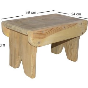 Resim Birinci Sınıf Çıralı Çam Ahşap Tabure / UGY 39x24x23 Cm Ahşap 