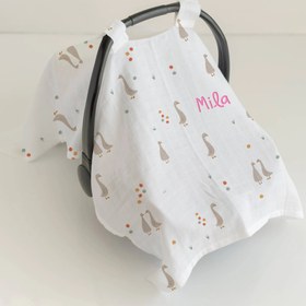 Resim Kuğu Pamuk Müslin Puset Örtüsü 