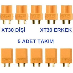 Resim -xt30 Batarya Konnektör Dişi Erkek Takım Soket Lipo 5 Adet 