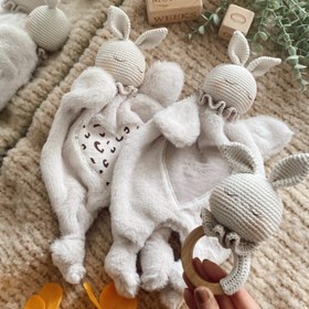 Resim Amigurumi Kalpli Tavşan Coco İsimli Uyku Arkadaşı & Çıngırak - Tavşan Çıngırak 