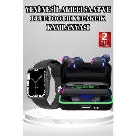 Resim Najmaddin Ucuz ve Kaliteli Kulaklıklı Saat Seti Bluetooth Bağlantılı Akıllı Saat ve Kulaklık 