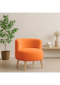 Resim Azra Mobilya Turuncu Sydney Teddy Welsoft Kumaş Modern Berjer Demonte Ahşap Ayaklı, Konforlu Oturma Alanı Turuncu 
