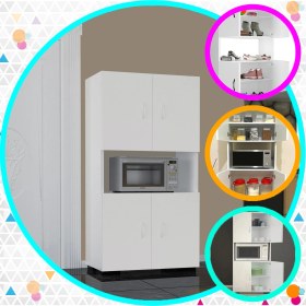 Resim Modilayn Elif 4 Kapaklı 5 Bölmeli Çok Amaçlı Beyaz Dolap ARD212 