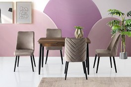 Resim Silva 70x120 CM Açılır Ceviz Masa - 4 Adet Talia Sandalye Takım Sweet Home