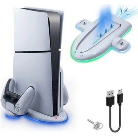 Resim Ps5 Slim Ve Ps5 Slim Dijital Uyumlu Rgb Işıklı Multi Fonksiyon Soğutma Ve Şarj Ünitesi 