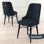 Resim Canisa Concept Pare Serisi, Siyah Gürgen Ayaklı, 1.sınıf Babyface Ithal Kumaş Sandalye , Gold Halkalı, 1 Adet 