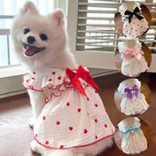 Resim Küçük Köpekler için Köpek Giysileri Evcil Hayvan Köpek Elbisesi Yazlık Yavru Köpek Giyim İnce Köpek Soğutma Yeleği Fiyonk Kalp Etekli Çivava Kedi Köpek Kostümü 
