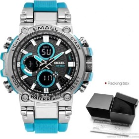 Resim Hanyang Blue-Box Smael Çift Zaman LED Dijital Saat Erkekler Için Hafta Tarih Su Geçirmez Kuvars Saatler Askeri Spor Kronometre Часы Relogio Reloj Turuncu (Yurt Dışından) 