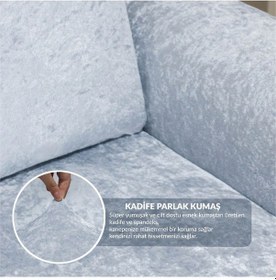 Resim Kadife Tekli Koltuk Örtüsü Lastikli Kanepe Örtüsü Lastikli Koltuk Örtüsü Koltuk Kılıfı Gümüş-gri 