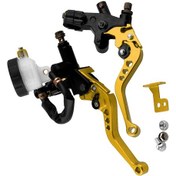 Resim Mufunye Cnc Alüminyum Hidrolik Fren Merkezi Pompa 22mm 7/8" Ayarlanabilir Horn Gövde Kollü Klutch Seti Altın 