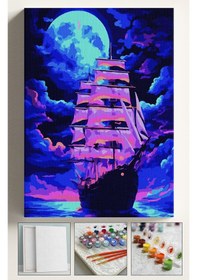 Resim Sayılarla Boyama Seti Numaralı Tuval Fırça Boya Gemi 40x50 Cm 