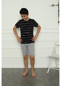 Resim Akbeniz Erkek Çocuk Penye Şortlu Pijama Takım 20392 SIYAH 